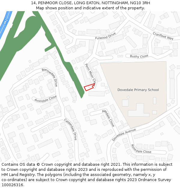 14, PENMOOR CLOSE, LONG EATON, NOTTINGHAM, NG10 3RH: Location map and indicative extent of plot