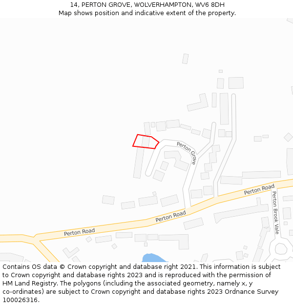 14, PERTON GROVE, WOLVERHAMPTON, WV6 8DH: Location map and indicative extent of plot
