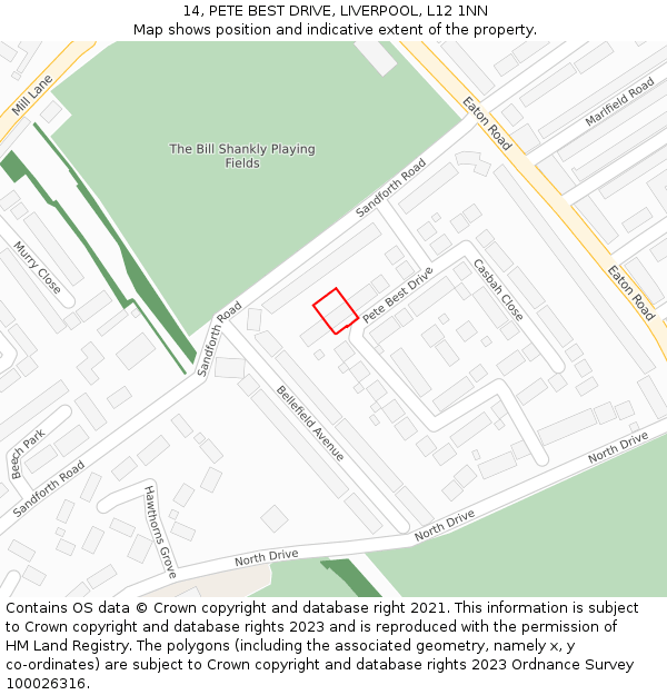 14, PETE BEST DRIVE, LIVERPOOL, L12 1NN: Location map and indicative extent of plot