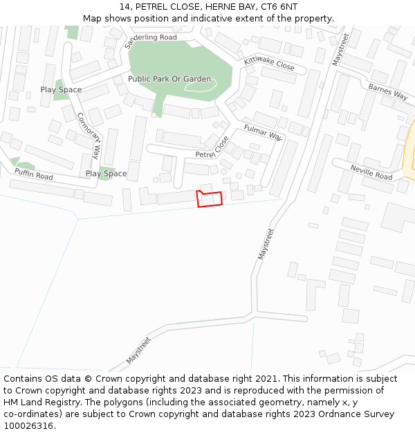 14, PETREL CLOSE, HERNE BAY, CT6 6NT: Location map and indicative extent of plot