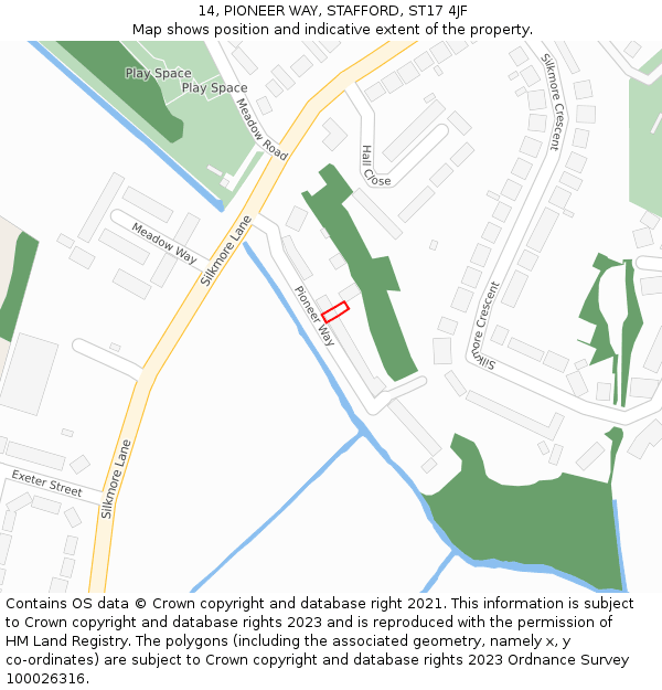 14, PIONEER WAY, STAFFORD, ST17 4JF: Location map and indicative extent of plot