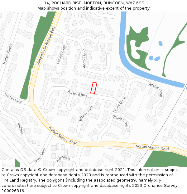 14, POCHARD RISE, NORTON, RUNCORN, WA7 6SS: Location map and indicative extent of plot