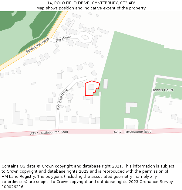 14, POLO FIELD DRIVE, CANTERBURY, CT3 4FA: Location map and indicative extent of plot