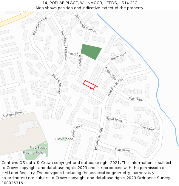 14, POPLAR PLACE, WHINMOOR, LEEDS, LS14 2FG: Location map and indicative extent of plot