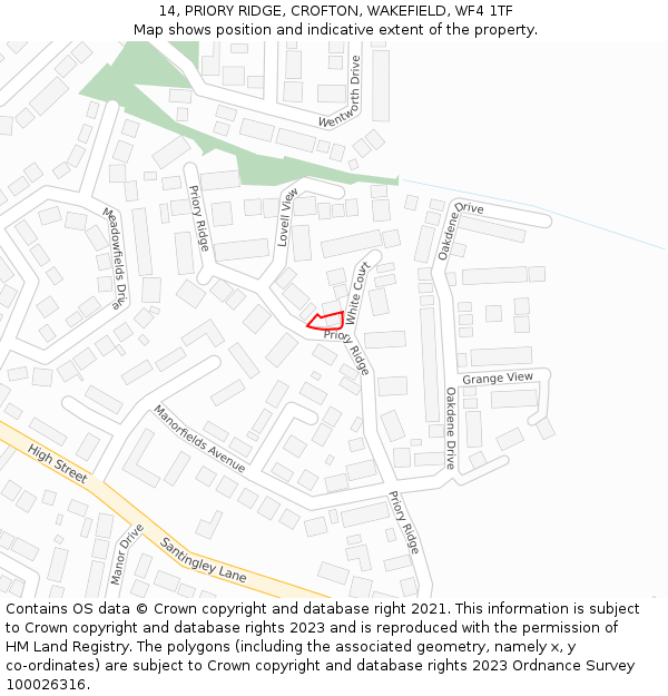 14, PRIORY RIDGE, CROFTON, WAKEFIELD, WF4 1TF: Location map and indicative extent of plot