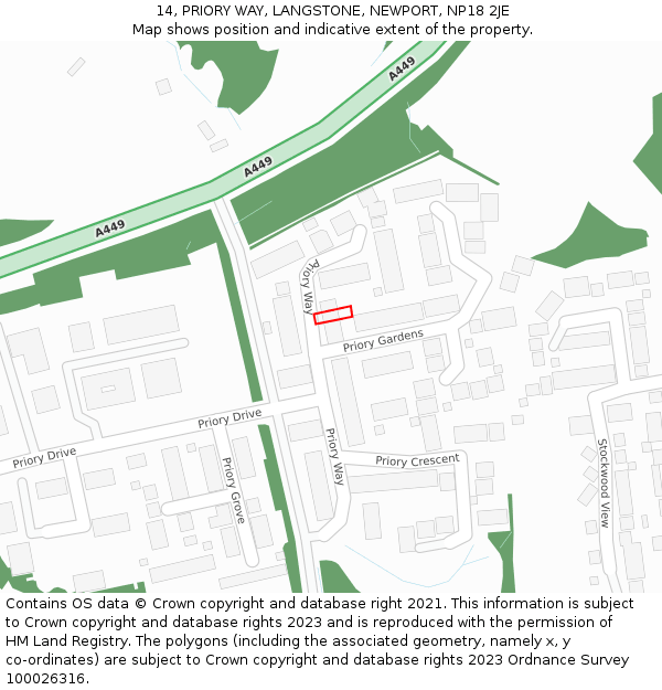 14, PRIORY WAY, LANGSTONE, NEWPORT, NP18 2JE: Location map and indicative extent of plot