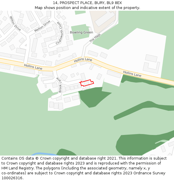 14, PROSPECT PLACE, BURY, BL9 8EX: Location map and indicative extent of plot