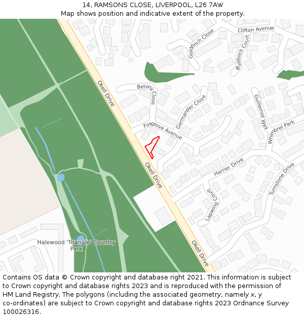 14, RAMSONS CLOSE, LIVERPOOL, L26 7AW: Location map and indicative extent of plot