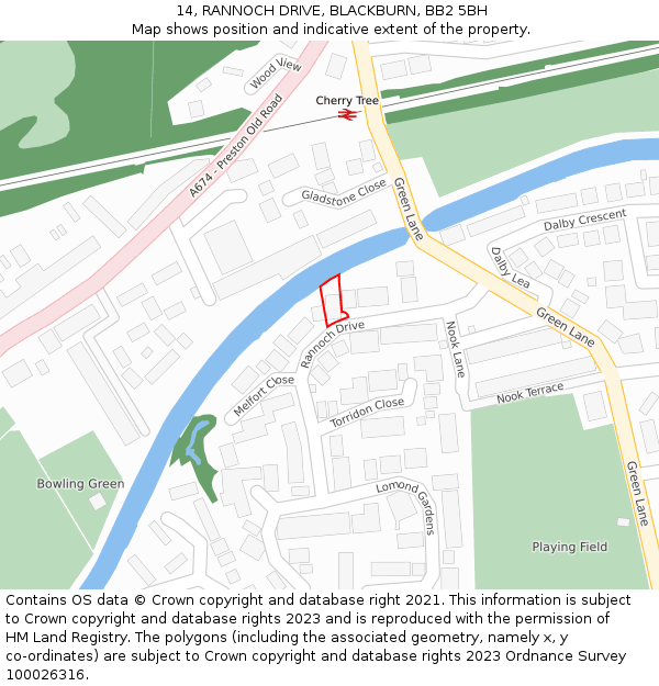 14, RANNOCH DRIVE, BLACKBURN, BB2 5BH: Location map and indicative extent of plot