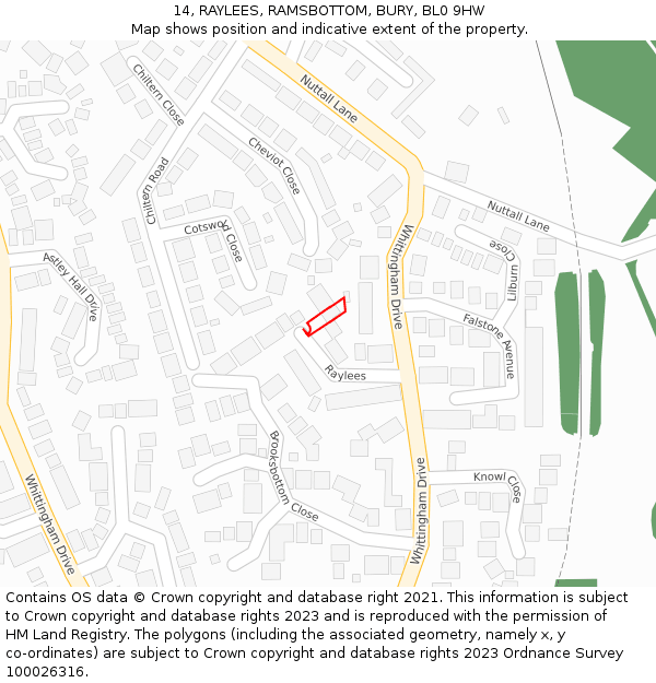 14, RAYLEES, RAMSBOTTOM, BURY, BL0 9HW: Location map and indicative extent of plot