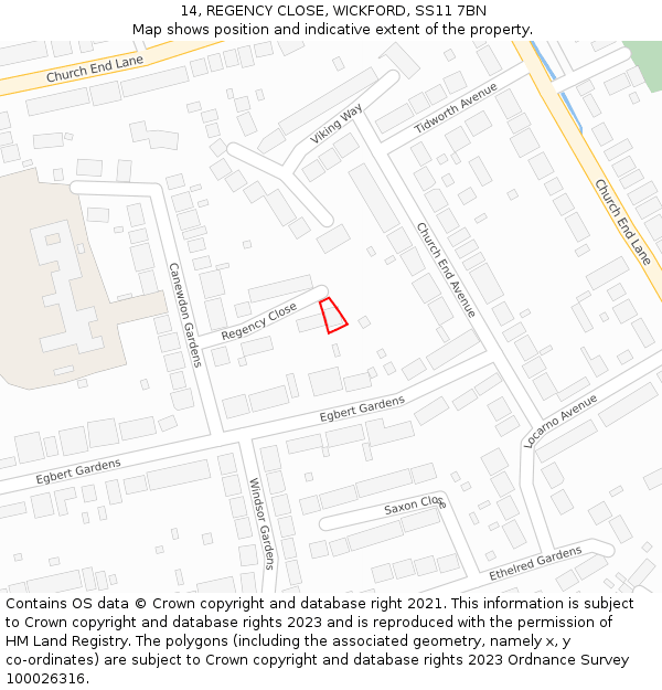 14, REGENCY CLOSE, WICKFORD, SS11 7BN: Location map and indicative extent of plot