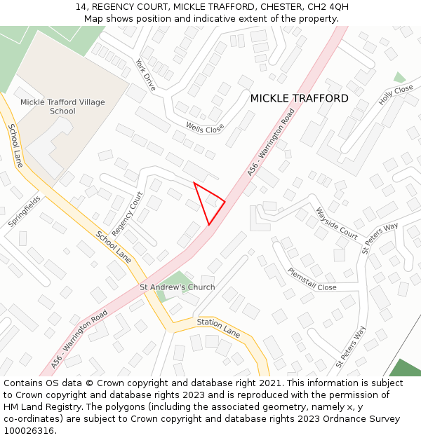 14, REGENCY COURT, MICKLE TRAFFORD, CHESTER, CH2 4QH: Location map and indicative extent of plot