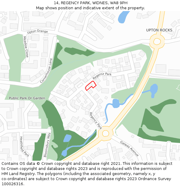 14, REGENCY PARK, WIDNES, WA8 9PH: Location map and indicative extent of plot