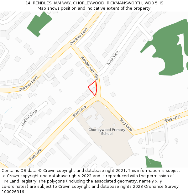 14, RENDLESHAM WAY, CHORLEYWOOD, RICKMANSWORTH, WD3 5HS: Location map and indicative extent of plot