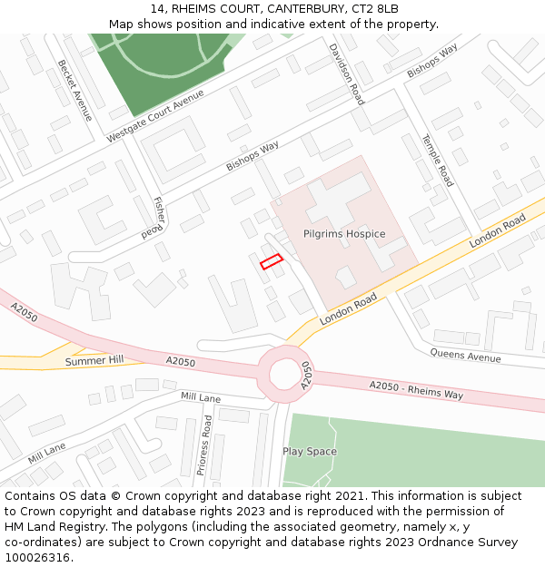 14, RHEIMS COURT, CANTERBURY, CT2 8LB: Location map and indicative extent of plot