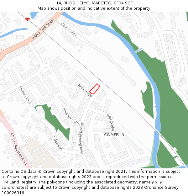14, RHOS HELYG, MAESTEG, CF34 9GF: Location map and indicative extent of plot