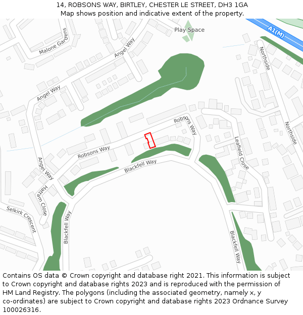 14, ROBSONS WAY, BIRTLEY, CHESTER LE STREET, DH3 1GA: Location map and indicative extent of plot