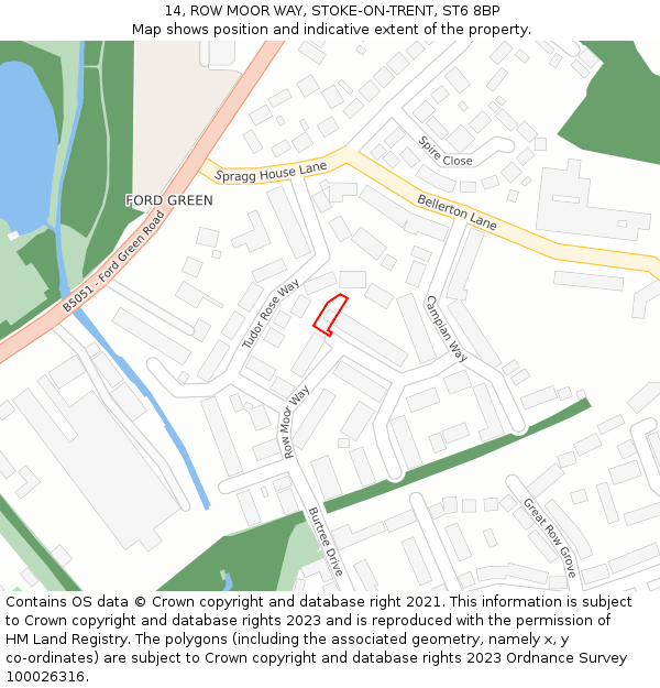 14, ROW MOOR WAY, STOKE-ON-TRENT, ST6 8BP: Location map and indicative extent of plot