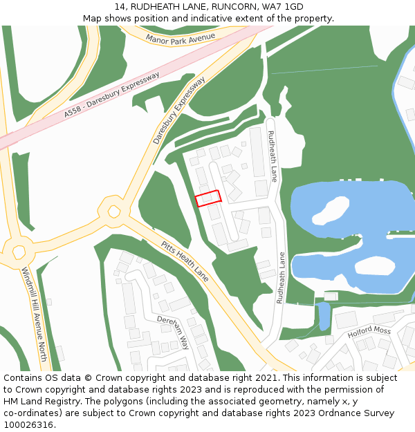 14, RUDHEATH LANE, RUNCORN, WA7 1GD: Location map and indicative extent of plot