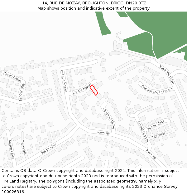 14, RUE DE NOZAY, BROUGHTON, BRIGG, DN20 0TZ: Location map and indicative extent of plot