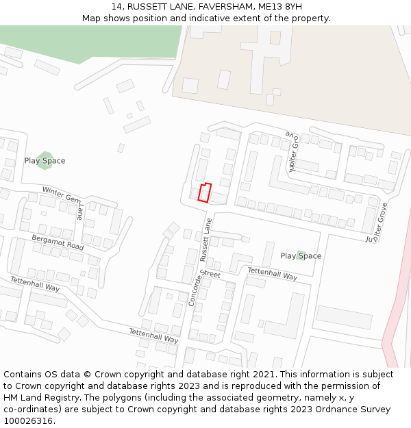 14, RUSSETT LANE, FAVERSHAM, ME13 8YH: Location map and indicative extent of plot