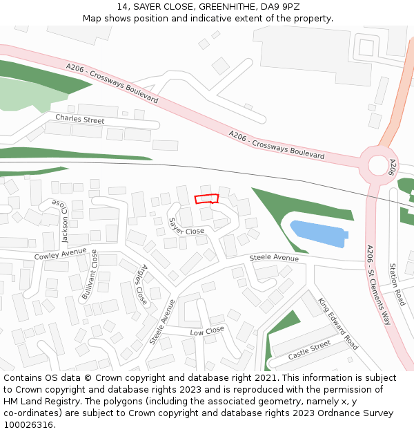 14, SAYER CLOSE, GREENHITHE, DA9 9PZ: Location map and indicative extent of plot