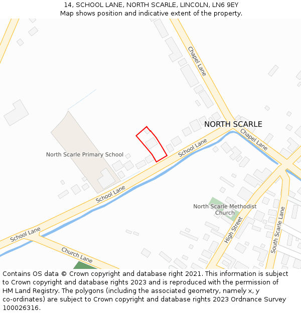 14, SCHOOL LANE, NORTH SCARLE, LINCOLN, LN6 9EY: Location map and indicative extent of plot