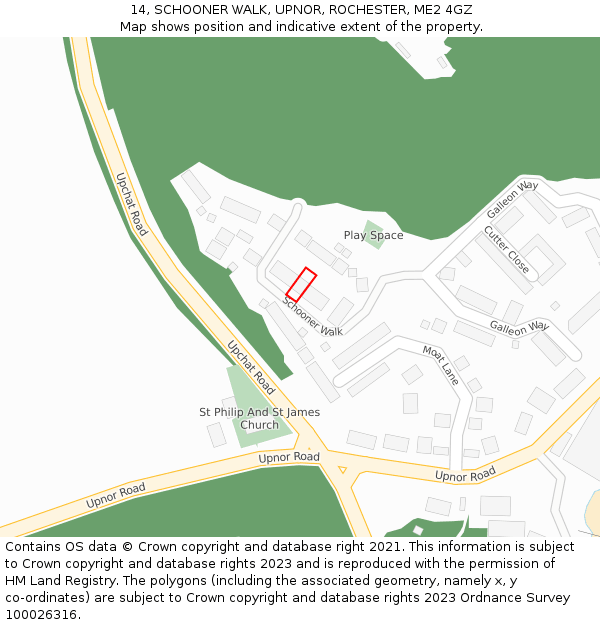 14, SCHOONER WALK, UPNOR, ROCHESTER, ME2 4GZ: Location map and indicative extent of plot