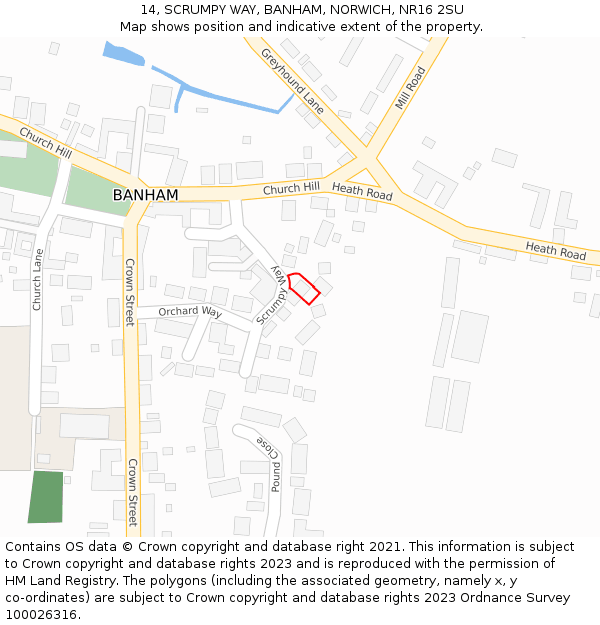 14, SCRUMPY WAY, BANHAM, NORWICH, NR16 2SU: Location map and indicative extent of plot