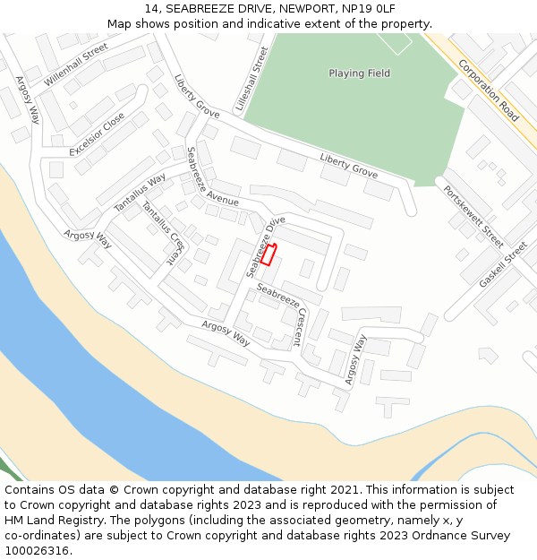14, SEABREEZE DRIVE, NEWPORT, NP19 0LF: Location map and indicative extent of plot