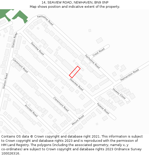 14, SEAVIEW ROAD, NEWHAVEN, BN9 0NP: Location map and indicative extent of plot