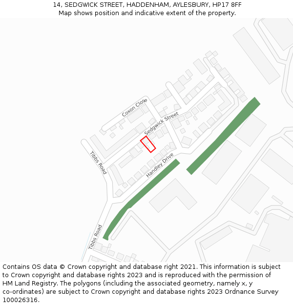 14, SEDGWICK STREET, HADDENHAM, AYLESBURY, HP17 8FF: Location map and indicative extent of plot