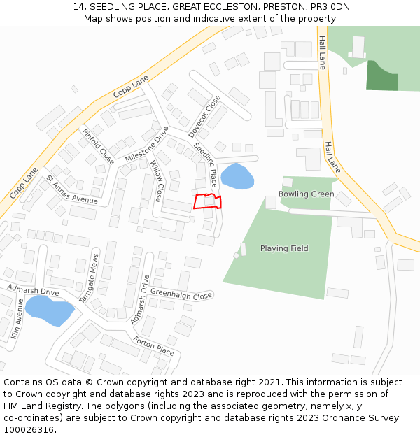 14, SEEDLING PLACE, GREAT ECCLESTON, PRESTON, PR3 0DN: Location map and indicative extent of plot