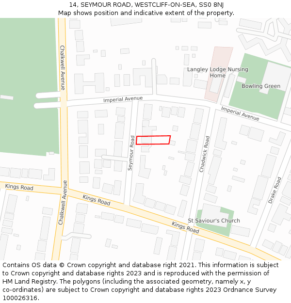 14, SEYMOUR ROAD, WESTCLIFF-ON-SEA, SS0 8NJ: Location map and indicative extent of plot