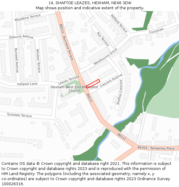 14, SHAFTOE LEAZES, HEXHAM, NE46 3DW: Location map and indicative extent of plot