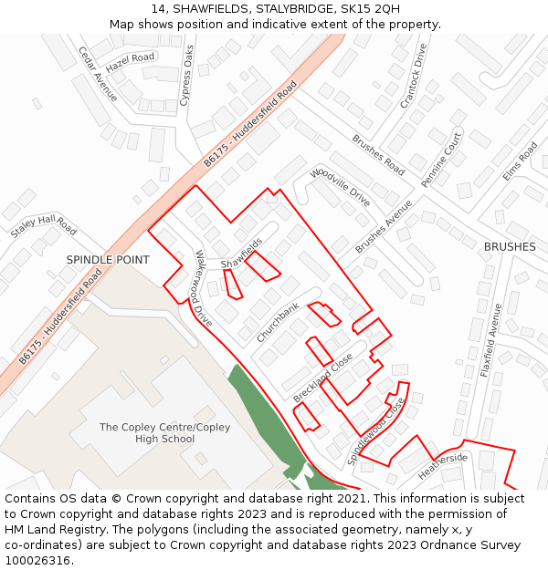 14, SHAWFIELDS, STALYBRIDGE, SK15 2QH: Location map and indicative extent of plot