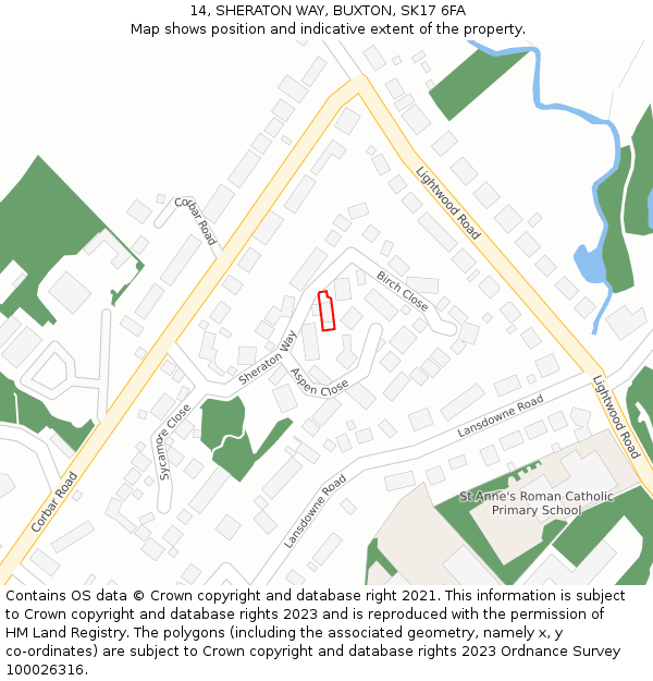 14, SHERATON WAY, BUXTON, SK17 6FA: Location map and indicative extent of plot
