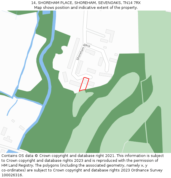 14, SHOREHAM PLACE, SHOREHAM, SEVENOAKS, TN14 7RX: Location map and indicative extent of plot