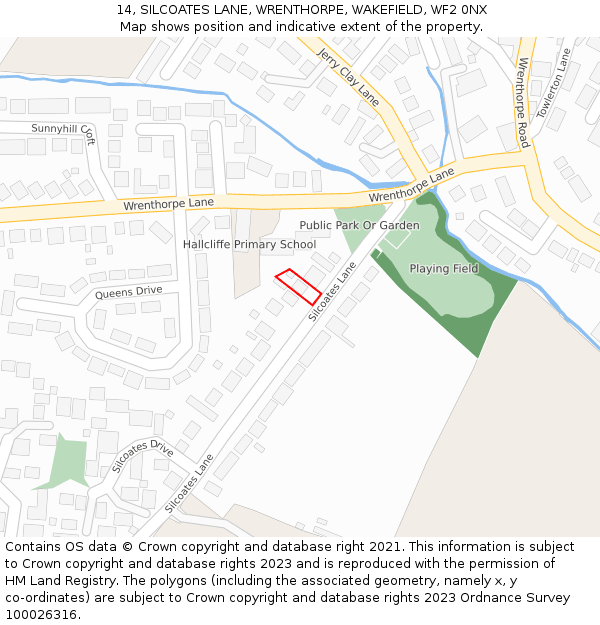 14, SILCOATES LANE, WRENTHORPE, WAKEFIELD, WF2 0NX: Location map and indicative extent of plot