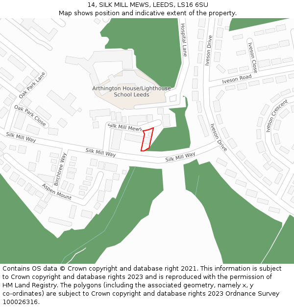 14, SILK MILL MEWS, LEEDS, LS16 6SU: Location map and indicative extent of plot