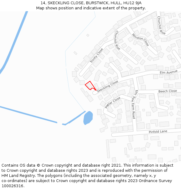 14, SKECKLING CLOSE, BURSTWICK, HULL, HU12 9JA: Location map and indicative extent of plot