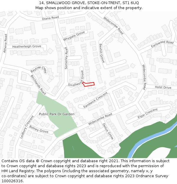 14, SMALLWOOD GROVE, STOKE-ON-TRENT, ST1 6UQ: Location map and indicative extent of plot