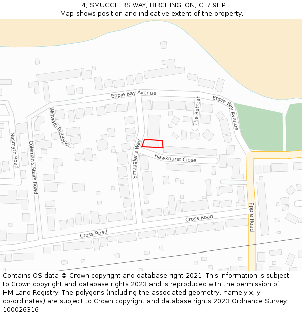 14, SMUGGLERS WAY, BIRCHINGTON, CT7 9HP: Location map and indicative extent of plot