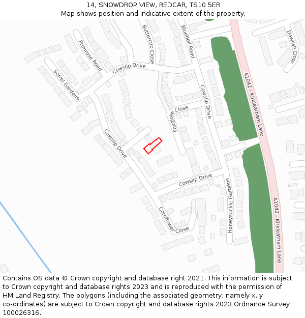 14, SNOWDROP VIEW, REDCAR, TS10 5ER: Location map and indicative extent of plot