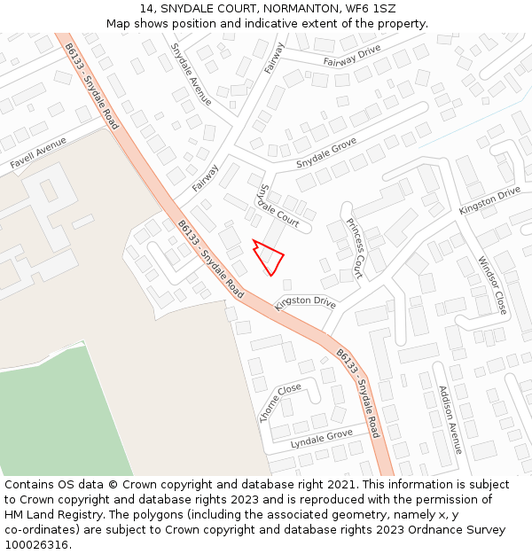 14, SNYDALE COURT, NORMANTON, WF6 1SZ: Location map and indicative extent of plot