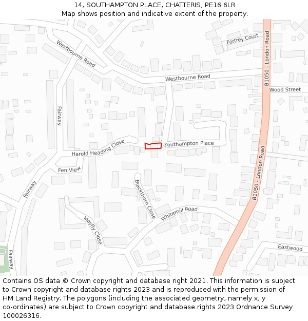 14, SOUTHAMPTON PLACE, CHATTERIS, PE16 6LR: Location map and indicative extent of plot