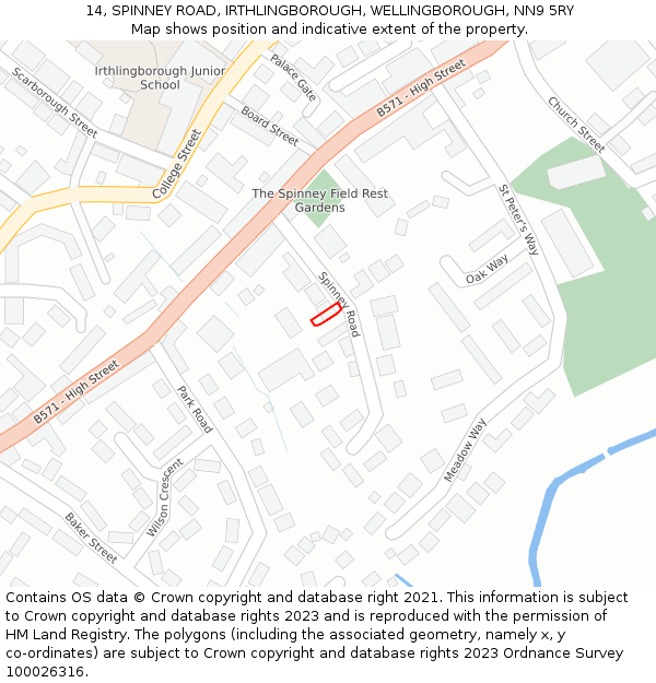 14, SPINNEY ROAD, IRTHLINGBOROUGH, WELLINGBOROUGH, NN9 5RY: Location map and indicative extent of plot