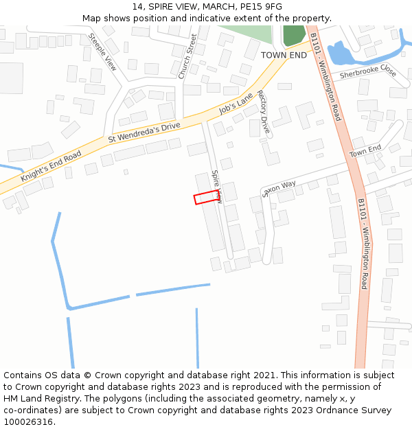 14, SPIRE VIEW, MARCH, PE15 9FG: Location map and indicative extent of plot