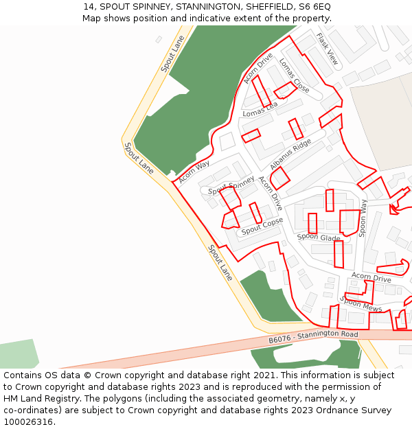 14, SPOUT SPINNEY, STANNINGTON, SHEFFIELD, S6 6EQ: Location map and indicative extent of plot