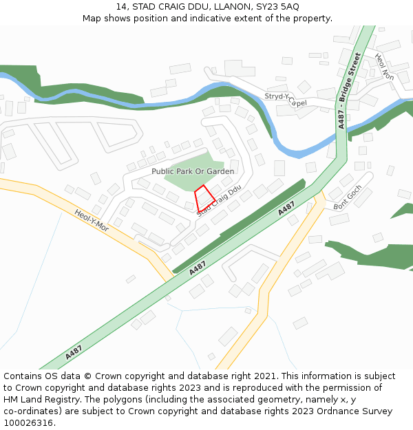 14, STAD CRAIG DDU, LLANON, SY23 5AQ: Location map and indicative extent of plot